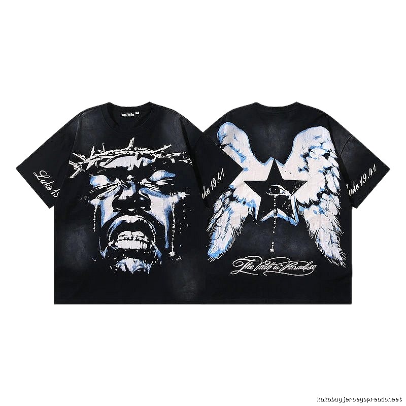 Hellstar Jesus Print Street Style Black T-shirt