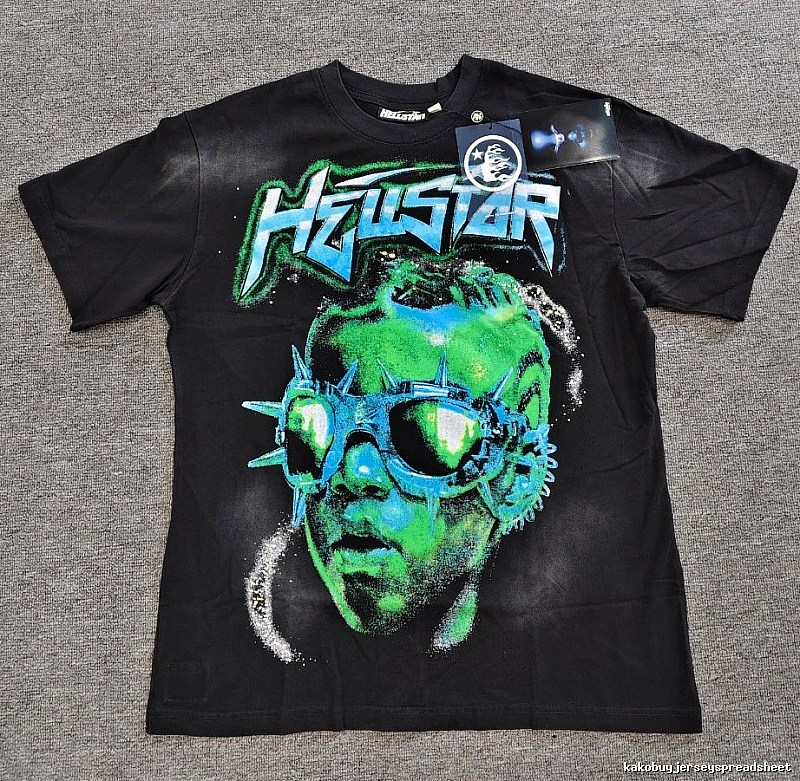 Hellstar Portrait Print Street Style Black T-shirt