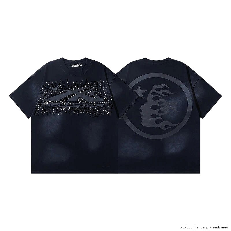 Hellstar Rhinestone Embellished Street Style Black Short Sleeve T-shirt
