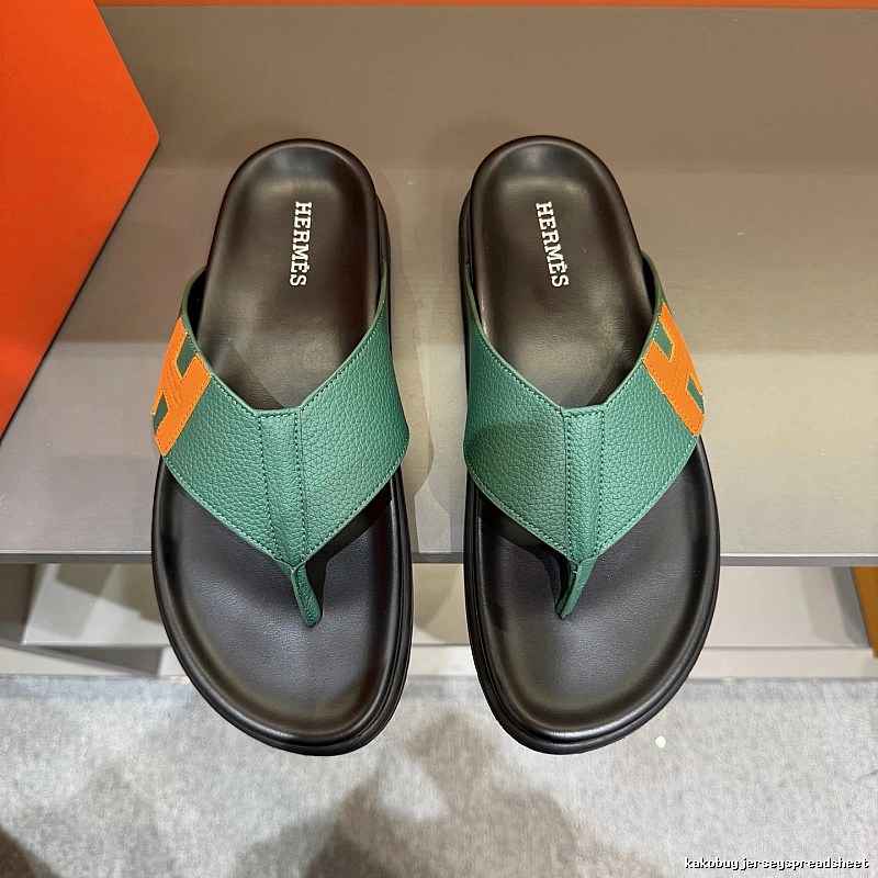 Hermès H Series Casual Style Green Flip-flops