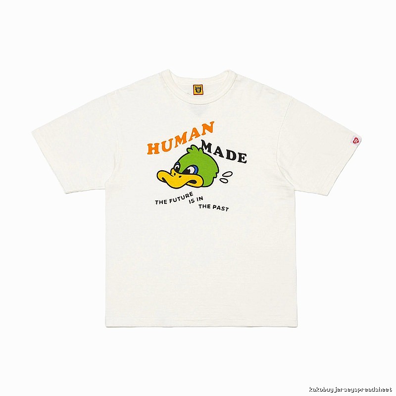HUMAN MADE Green Duck Print Japanese Streetwear Off-white Short-sleeve T-shirt