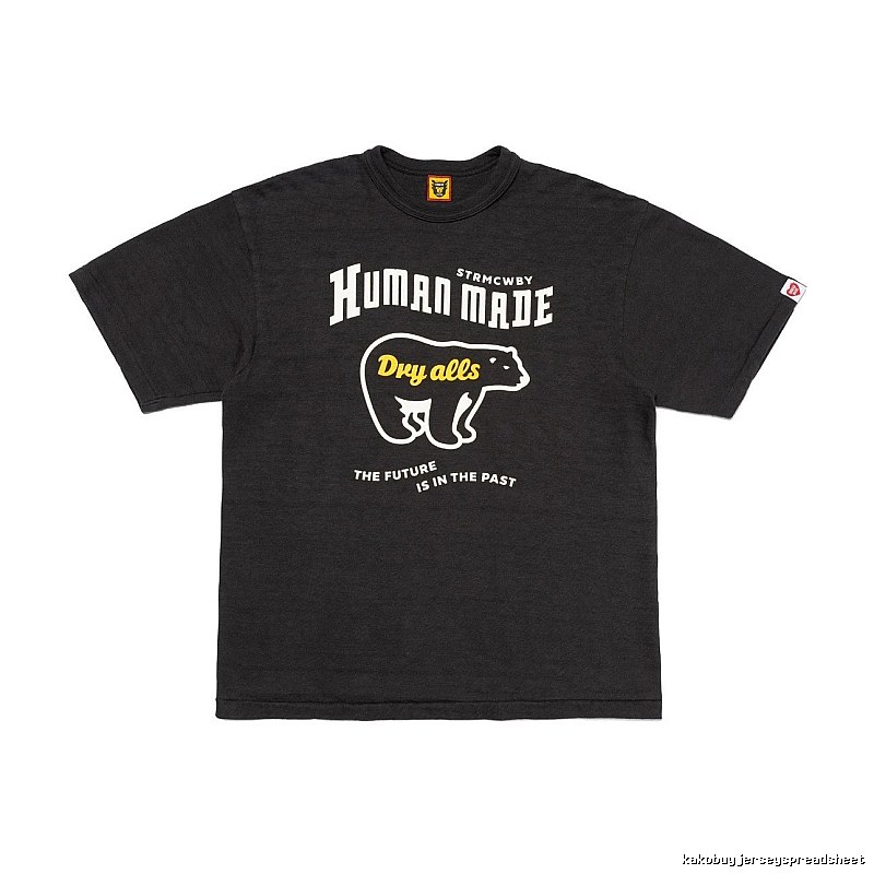 HUMAN MADE Polar Bear Print Vintage Style Charcoal Black T-Shirt