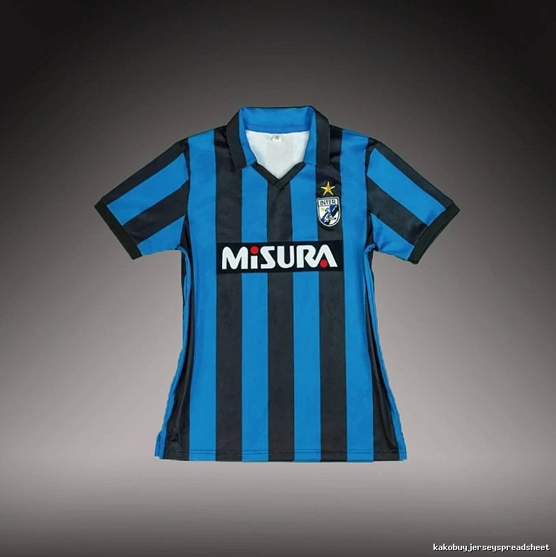 Inter Milan Casual Brehme #3 soccer jersey Blue Black Striped for Streetwear Looks