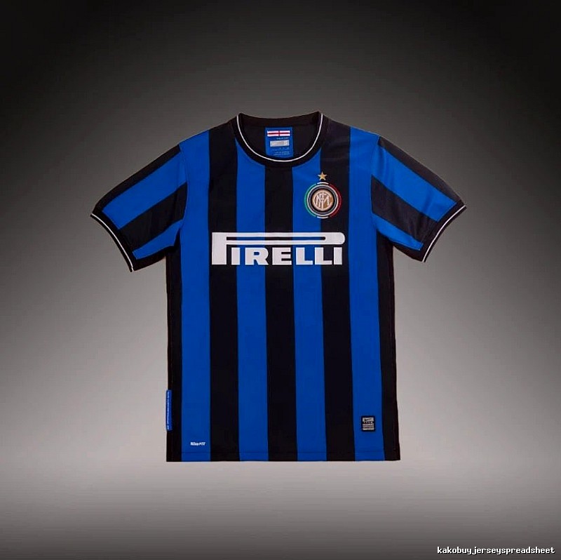 Inter Milan Monogram Brehme #3 soccer jersey Blue Black Striped for Layered Styling