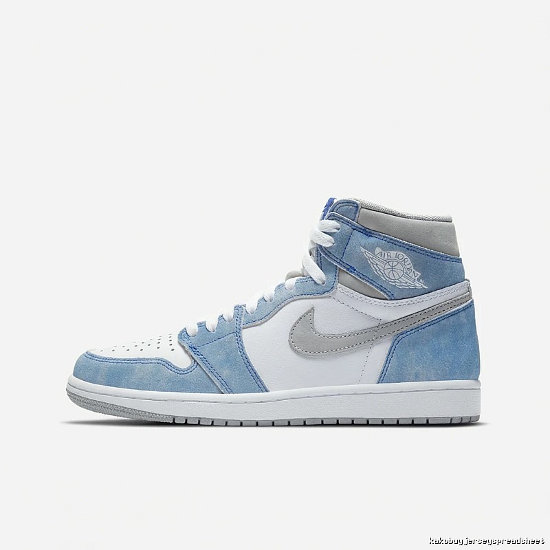 Jordan AJ1 High-Top Blue and White Sports Shoes