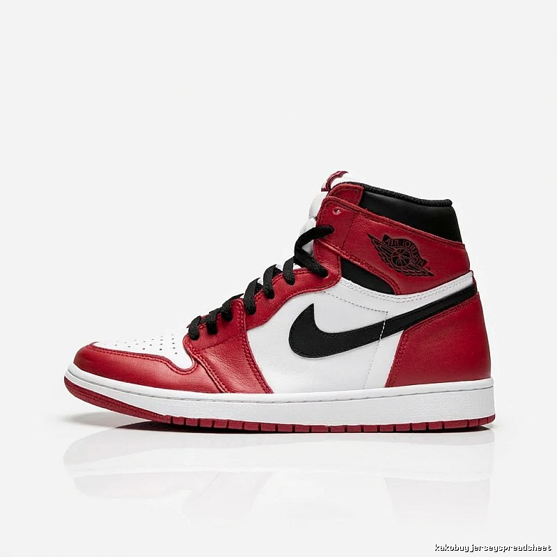 Jordan AJ1 High-Top Red, White and Black Athletic Shoes