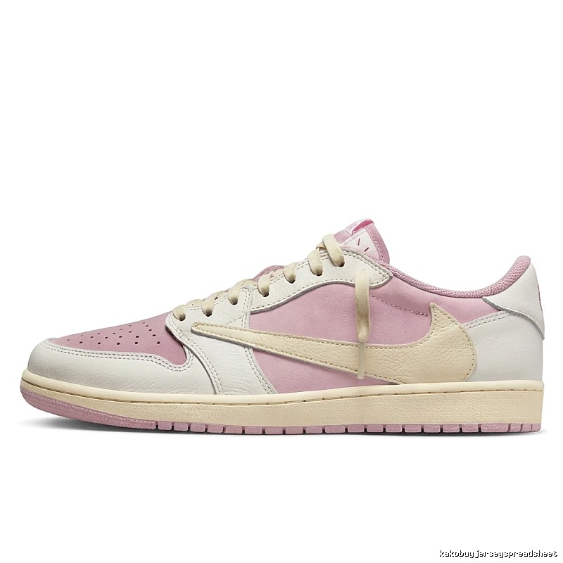 Jordan AJ1 Low-Top Pink and White Athletic Shoes