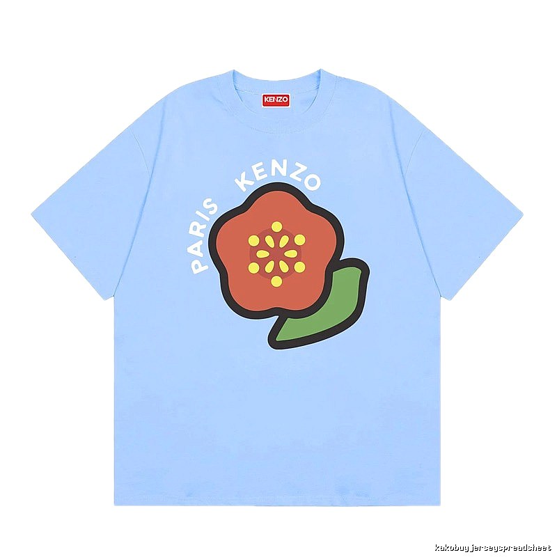 KENZO Floral Print Casual Style Light Blue T-Shirt
