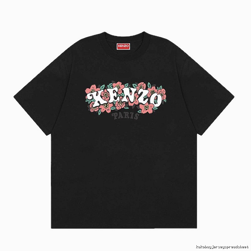 KENZO Floral Print Casual Trendy Black Short Sleeve T-shirt