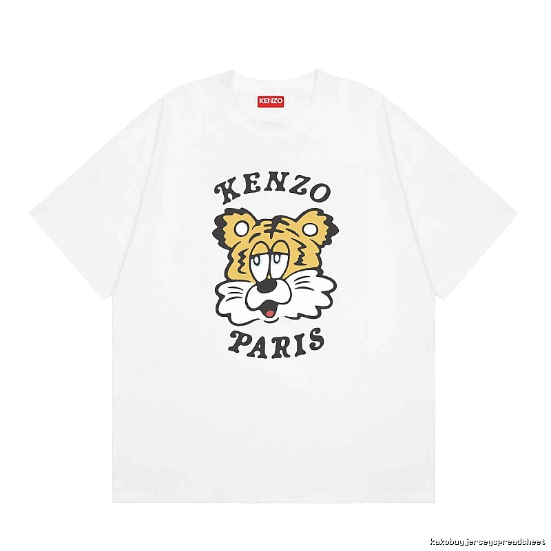 KENZO Tiger Head Casual Style White Short Sleeve T-Shirt