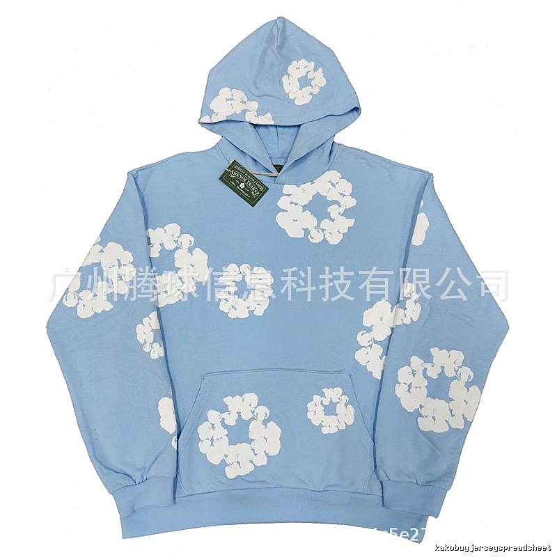Light Blue Floral Pullover Hoodie