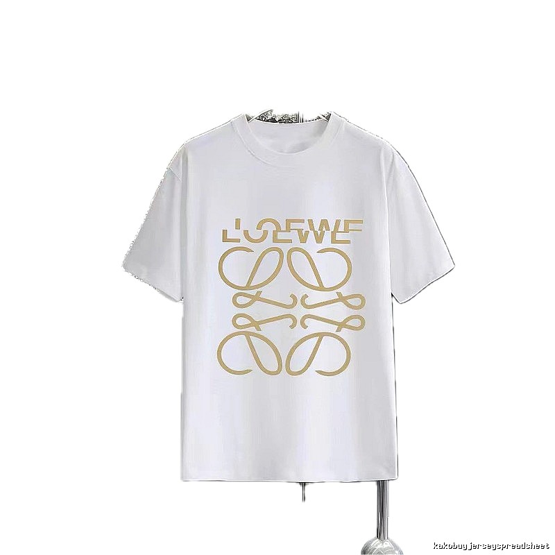 LOEWE Gold Hot-stamped Logo Light Luxury Style White T-Shirt