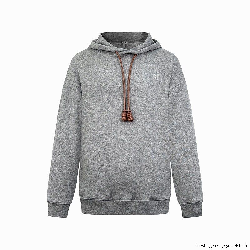 LOEWE Gray Hoodie with Drawcord Detail Hoodie for Travel Look