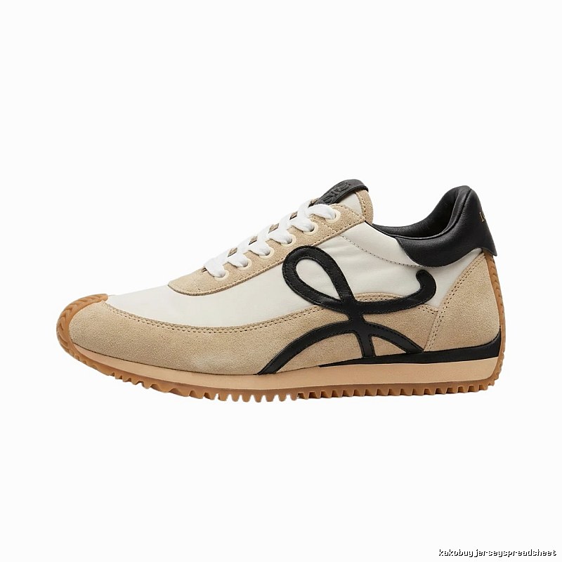 LOEWE retro-style black and brown color-blocking sneakers