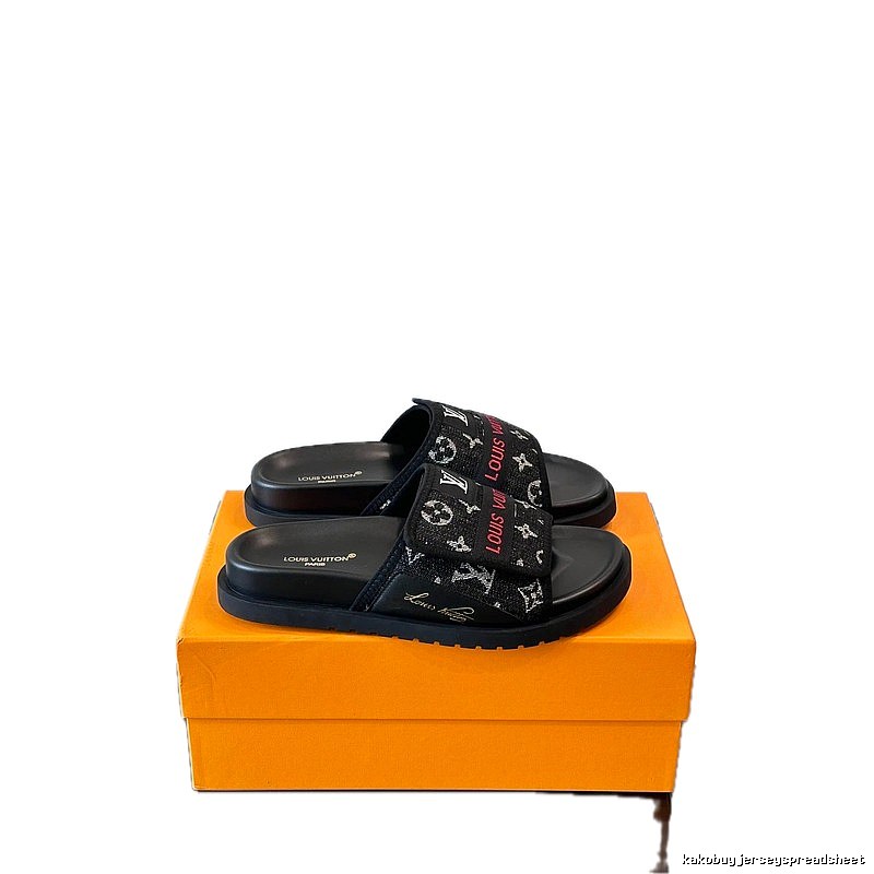 Louis Vuitton Classic Monogram Casual Style Black Slide Sandals