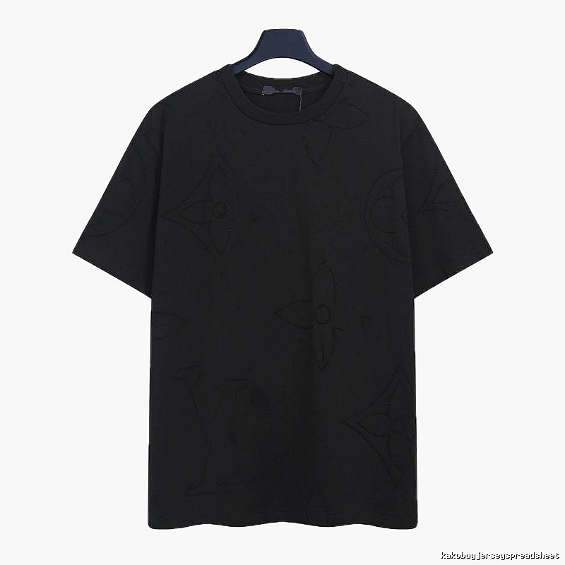 Louis Vuitton Embroidered Monogram Trendy Black T-Shirt