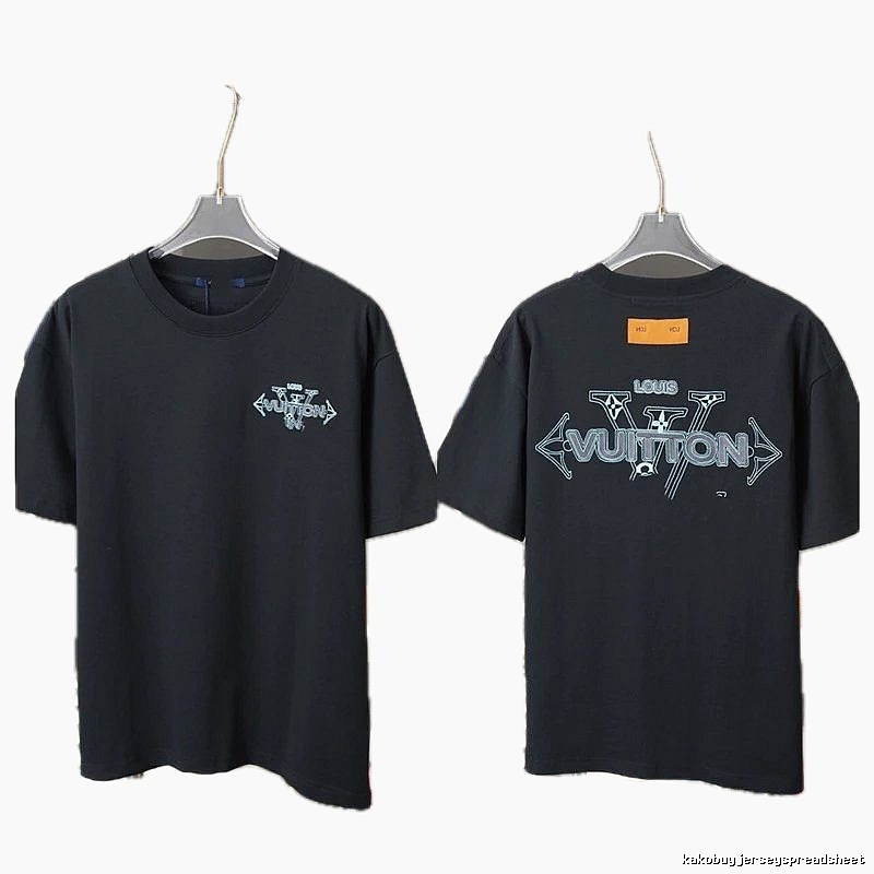 Louis Vuitton Letter Print Streetwear Style Black T-Shirt