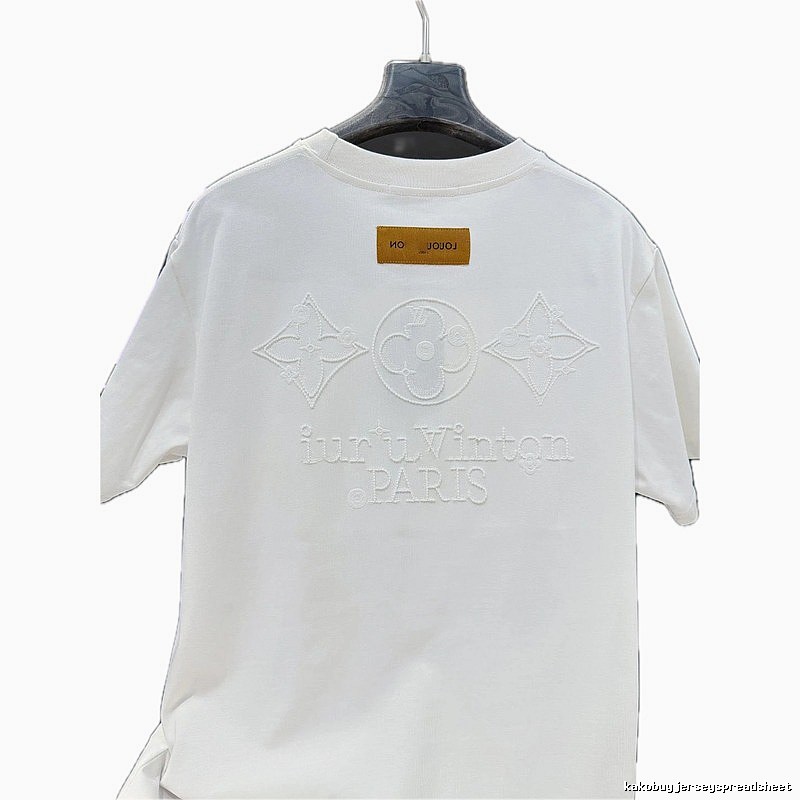 Louis Vuitton Monogram Embroidered Trendy White T-Shirt