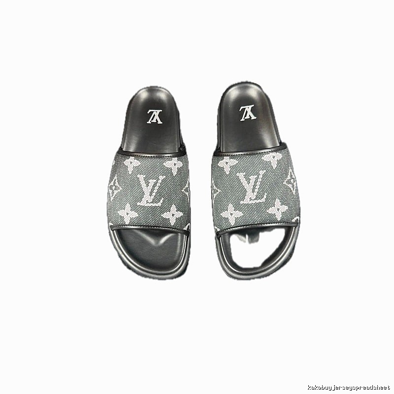 Louis Vuitton Monogram Light Luxury Style Black and Grey Slippers