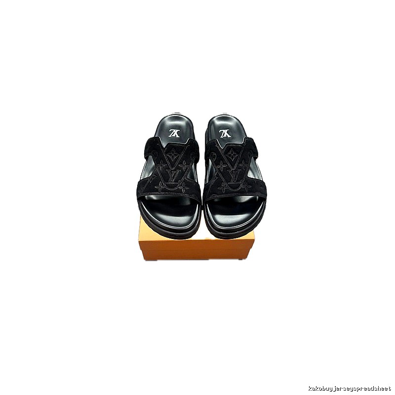 Louis Vuitton Monogram Light Luxury Style Black Slippers