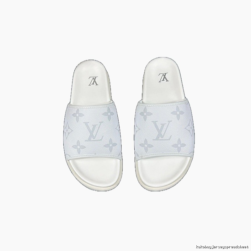 Louis Vuitton Monogram Light Luxury Style White Slide Sandals
