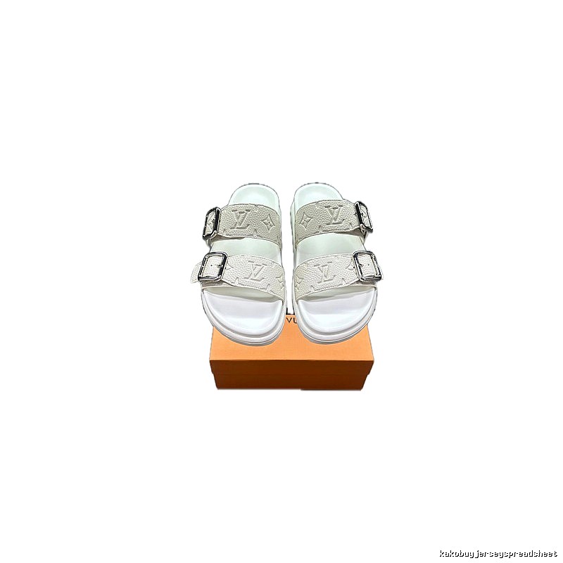 Louis Vuitton Monogram Light Luxury Style White Slide Sandals