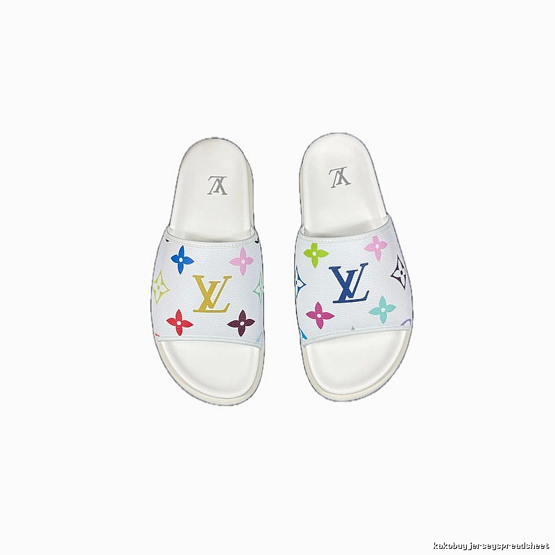 Louis Vuitton Multicolor Monogram Trendy White Slides