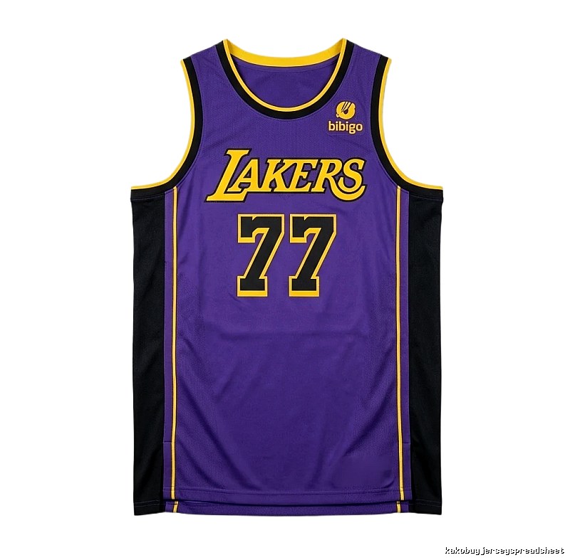 Luka Doni's purple basketball uniform of the Los Angeles Lakers.