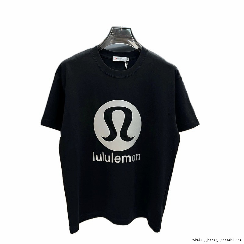 lululemon Printed Casual Sports Style Black T-Shirt