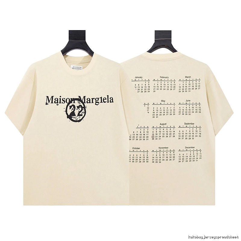 Maison Margiela Calendar Print High Street Style Beige T-Shirt