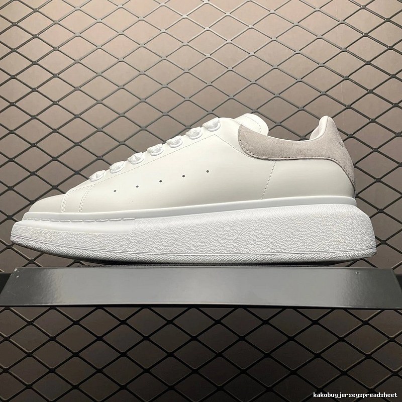 McQueen Oversized Sneakers, Clean Lace Panel in White and Taupe