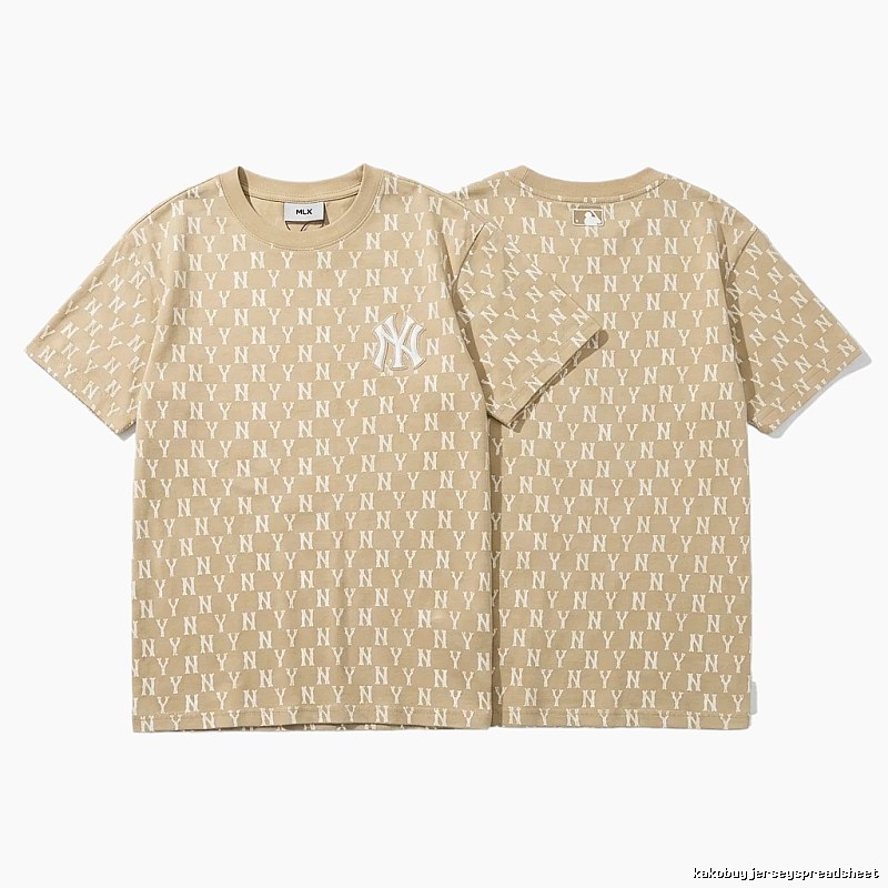 MLB Full Print Fashion Khaki Short-sleeve Shirt