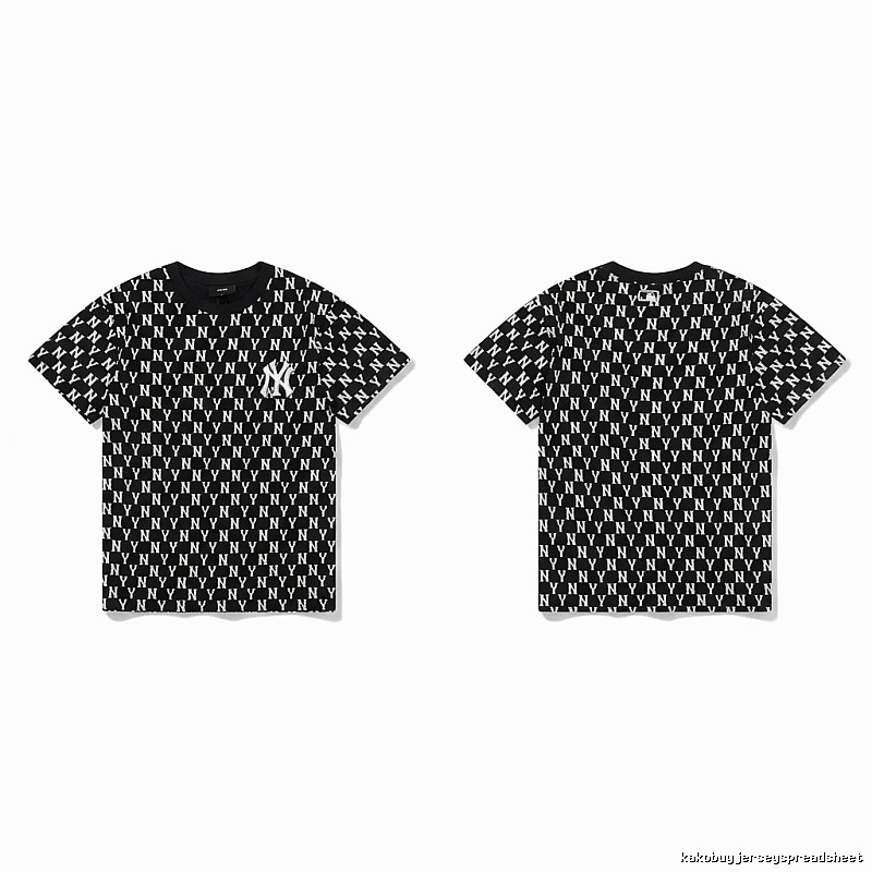 MLB full - print style black and white T - shirt