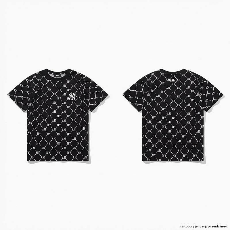 MLB full - print style black T - shirt