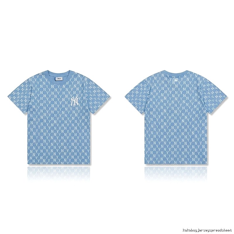 MLB full - print style light blue T - shirt
