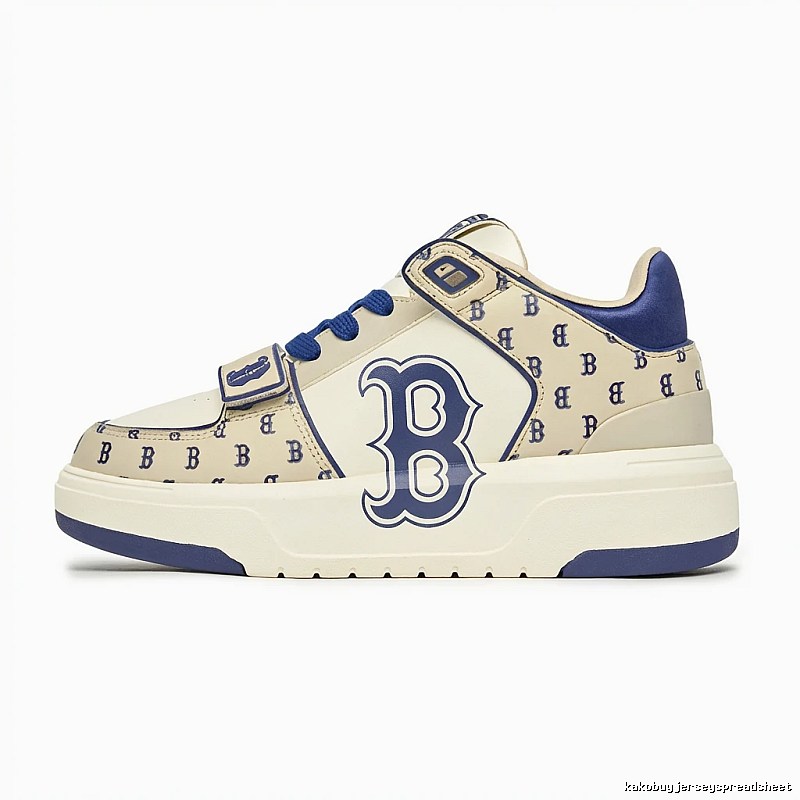 MLB Old Flower Retro Style Blue and White Shoes