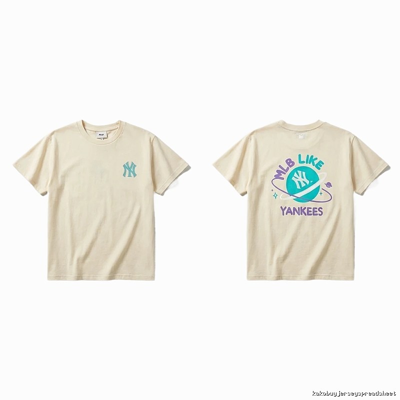 MLB Yankees trendy brand beige T-shirt