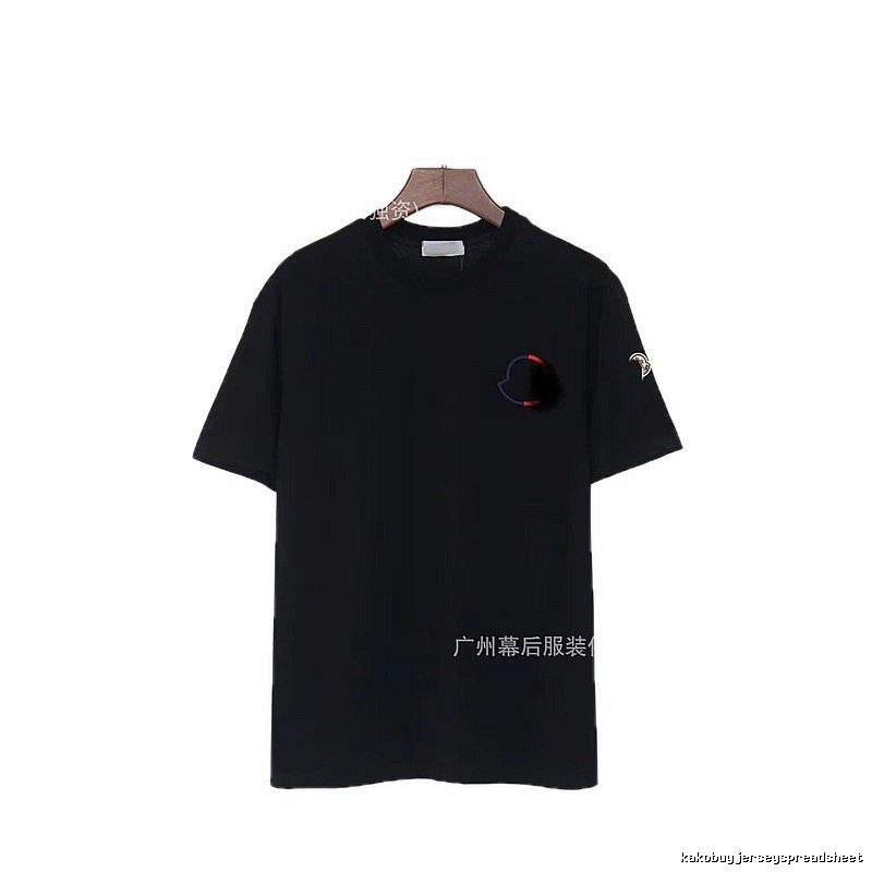 Moncler Embroidered Casual Black Short-sleeve T-shirt