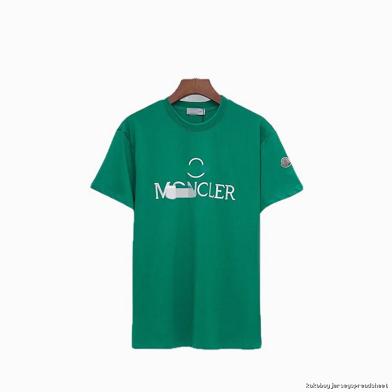 Moncler Embroidered Casual Style Green T-Shirt