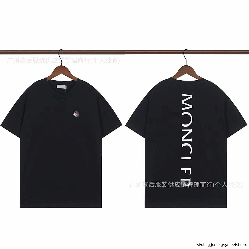 Moncler Letter Print Casual Style Black T-Shirt