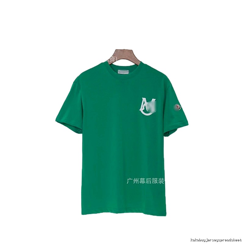 Moncler Letter Print Casual Style Green Short-sleeve T-shirt