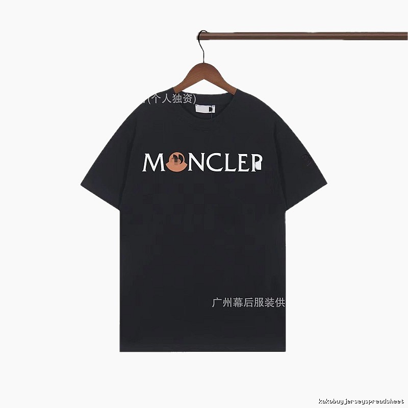 Moncler Letter Print Streetwear Style Black Short-sleeve T-shirt