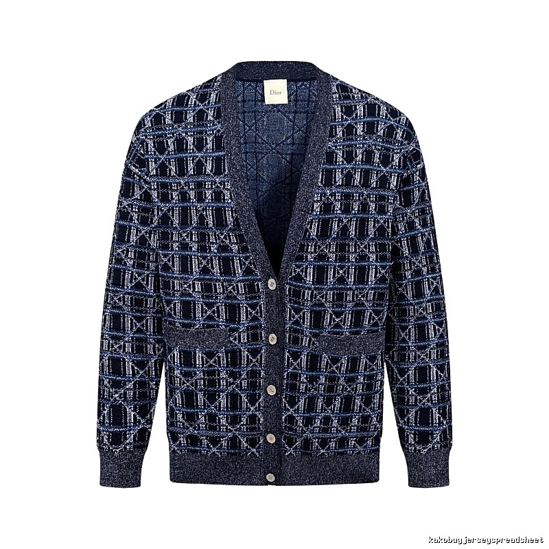 Navy Dior Button-front Cardigan for Layered Winter Looks