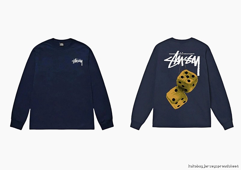 Navy long-sleeved shirt with Stussy dice print