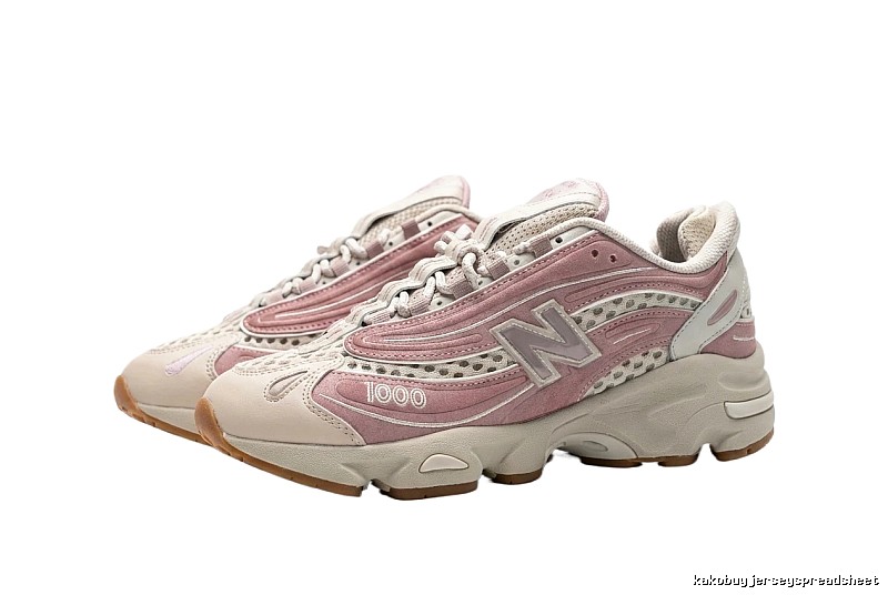 New Balance 1000 retro style pink and white shoes