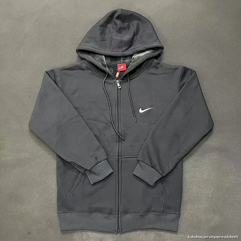 Nike Zip-Front Design Charcoal Black Zip Hoodie Travel Styling Swoosh