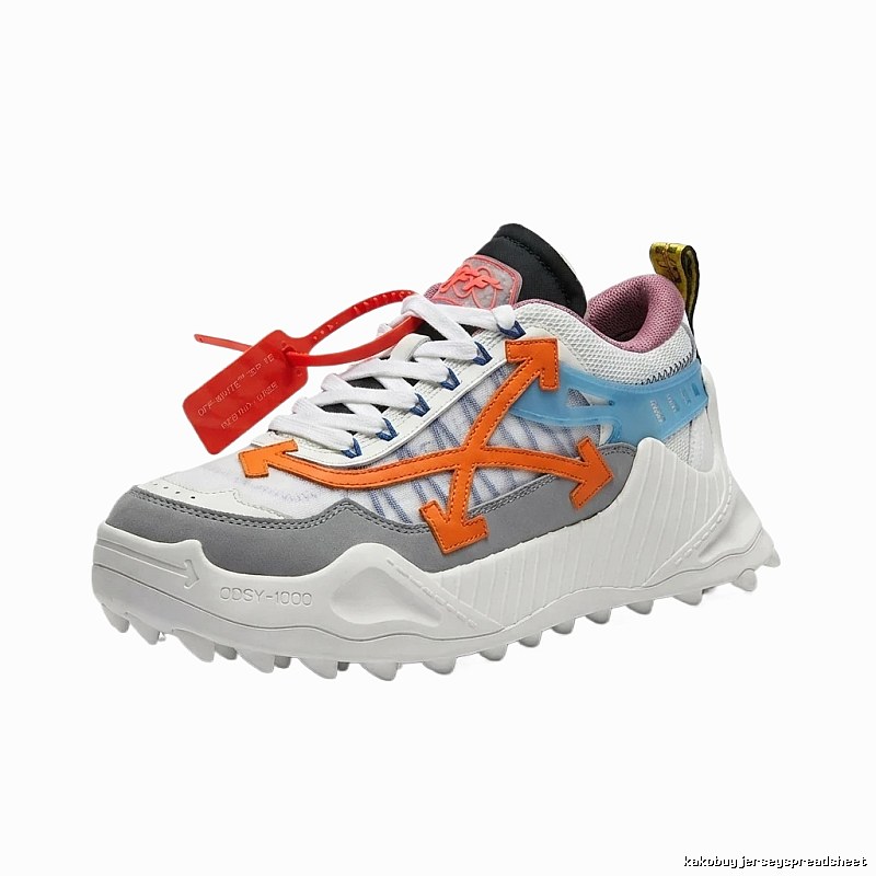 Off-White casual style gray-white-orange sports shoes