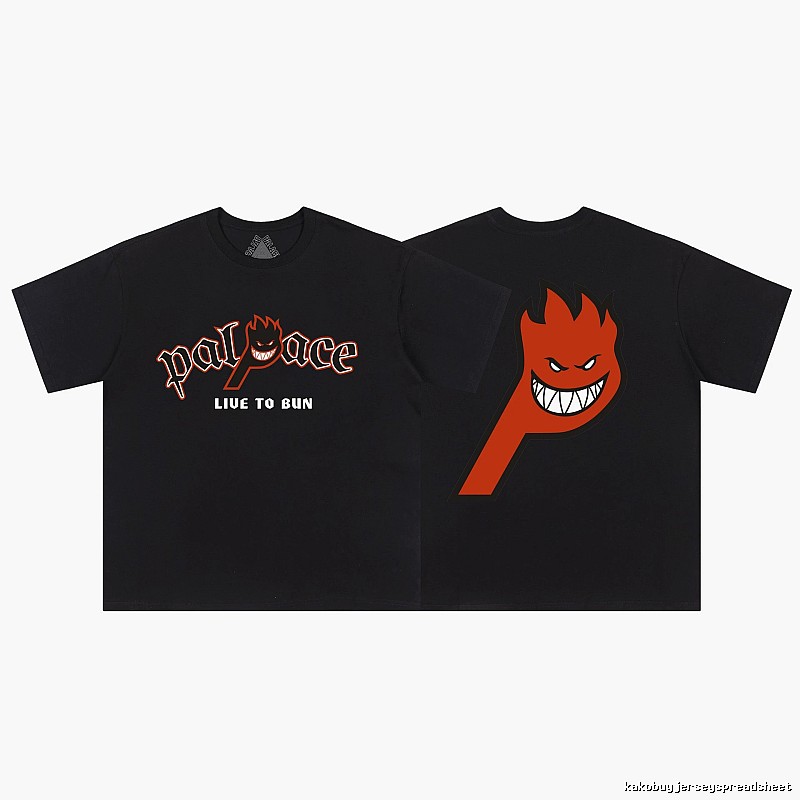 Palace Flame Print Street Style Black Short-sleeve T-shirt