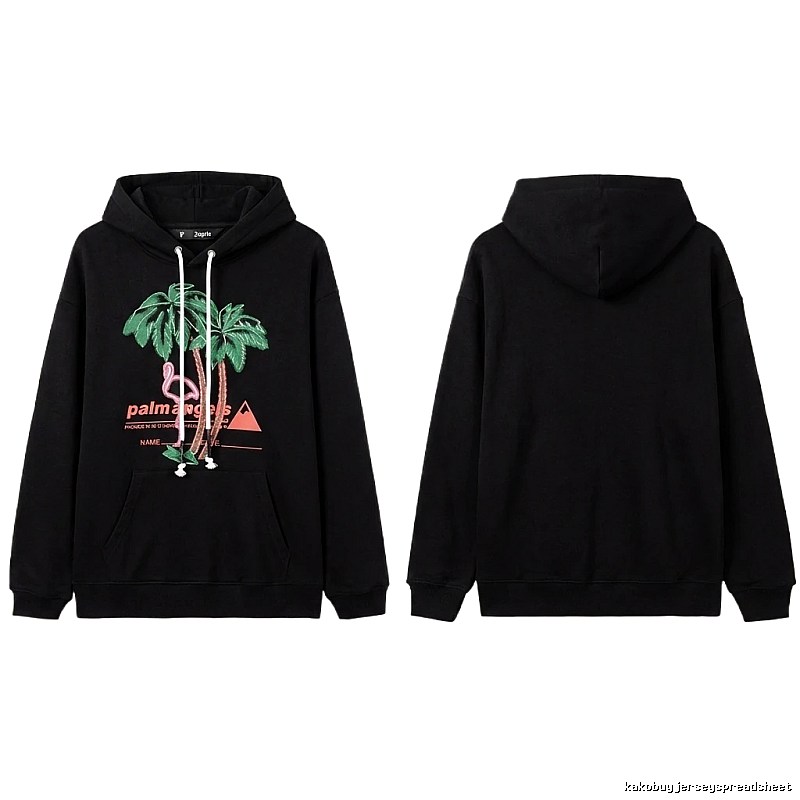 Palm Angels Black Hoodie with Palm Tree Print