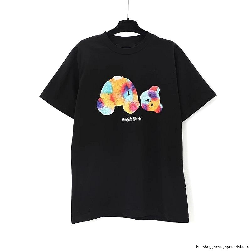Palm Angels Casual Bear graphic T-shirt White Colorful Bear for Streetwear Looks